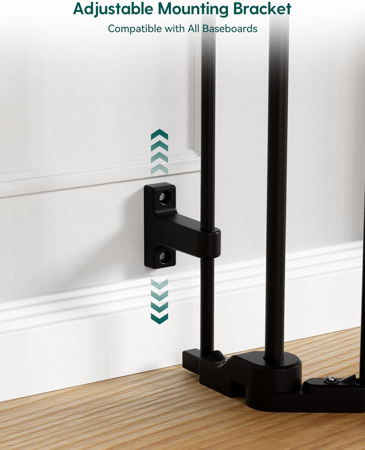 Babelio 72" Extra Wide Baby Gate, 30" Tall Auto Close Dog Fence for Stairs Kitchen Doorways Fireplace, Hardware Mounted Pet Gate Indoor, Foldable 3 Metal Panels, Black