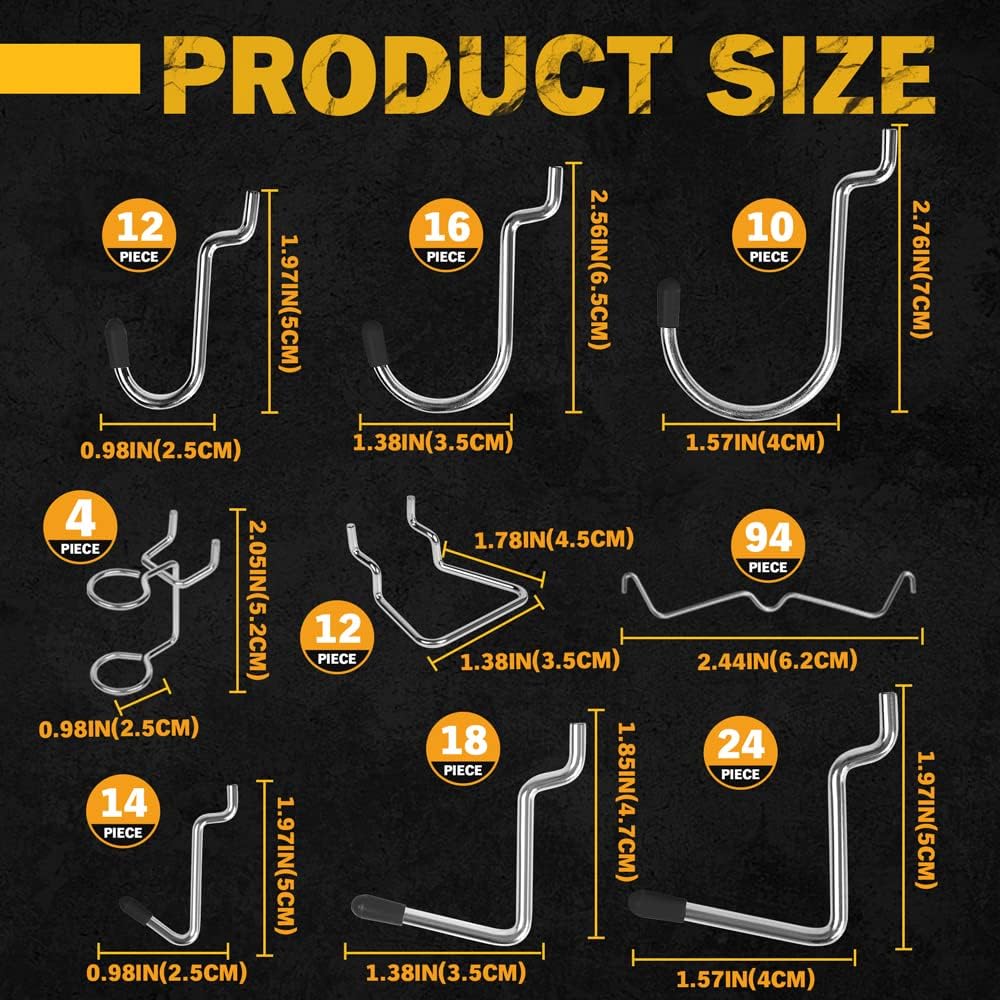 ELEAD 260 Piece Pegboard Hooks 1/8 and 1/4 inch Peg Board Organizer Accessories with Pegboard Bins for Organizing Various Tools in The Garage, Workshop & Craft Room