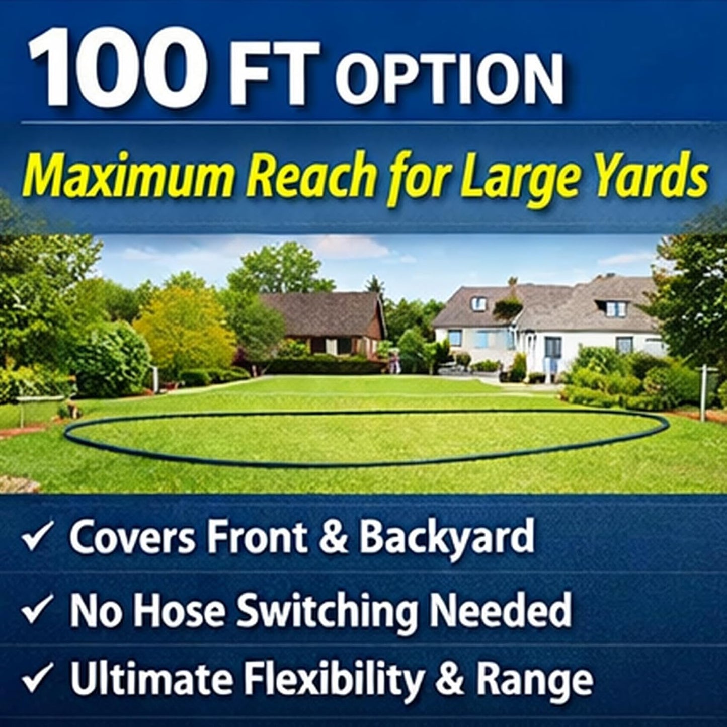Fevone 100 ft Garden Hose Non Kinking, Flexible Water Hose, Heavy Duty Hybrid Polymer, 5/8 Inner Diameter Hose, 3/4 Brass Fittings