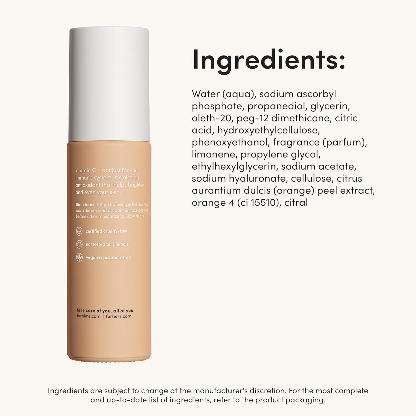 hims Vitamin C Serum - Vitamin C, Hyaluronic Acid, & Orange Peel Extract - Brightening Serum for Men - Softens Skin & Reduces Appearance of Wrinkles - Paraben-Free, Vegan Formula - 1 Fl Oz