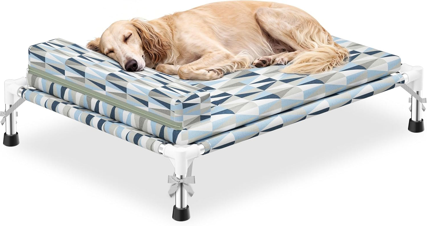 Orthopedic Dog Bed for Medium Dogs - Elevated Dog Couch with Bolster and Cushion, Raised Pet Couch Bed with Removable Washable Cover