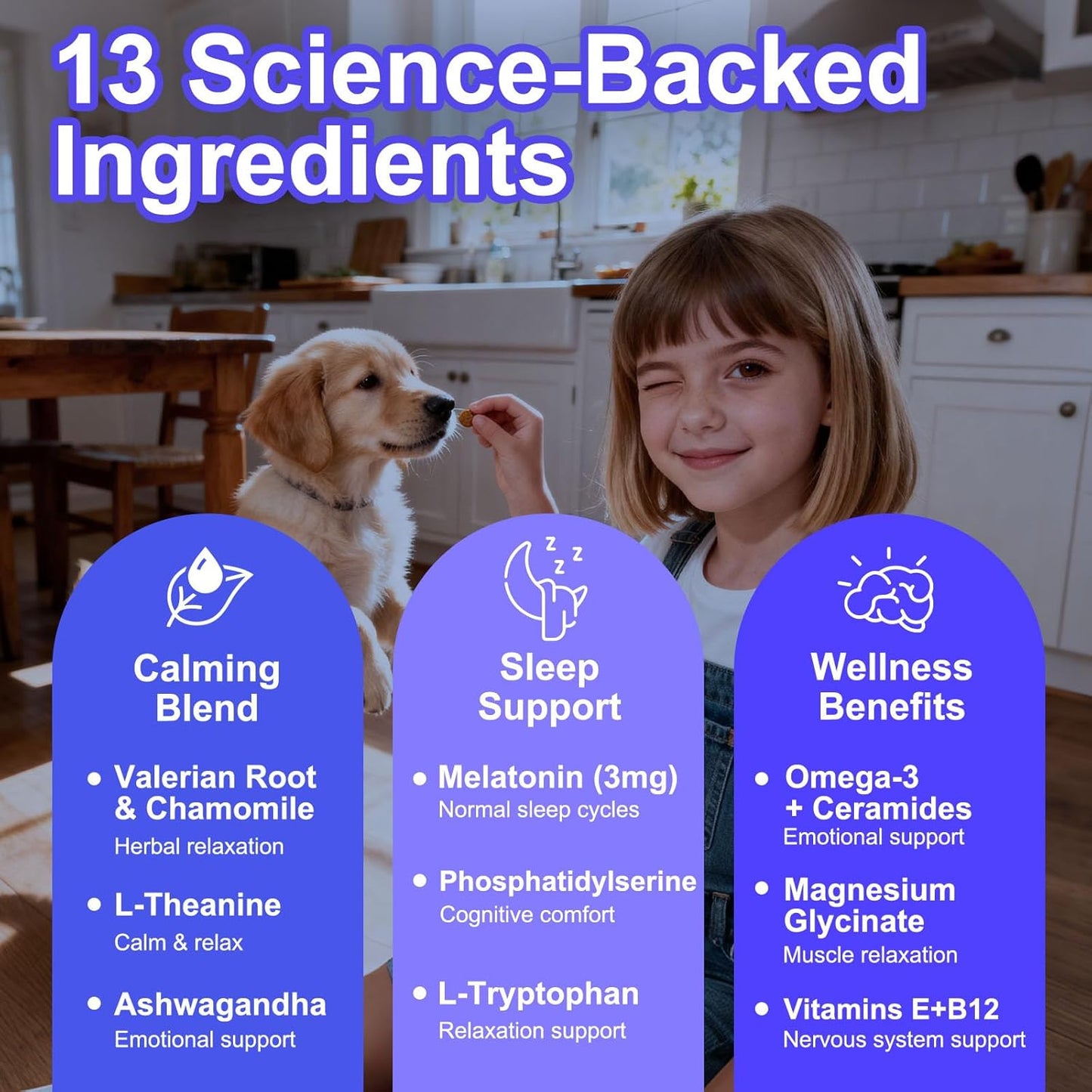 Melatonin for Dogs, 90 Chews Calming Treats for Small and Large Dogs with Valerian Root & L-Theanine for Sleep Aid & Emotional Support, Calming Treats for Stress Anxiety Relief, Barking