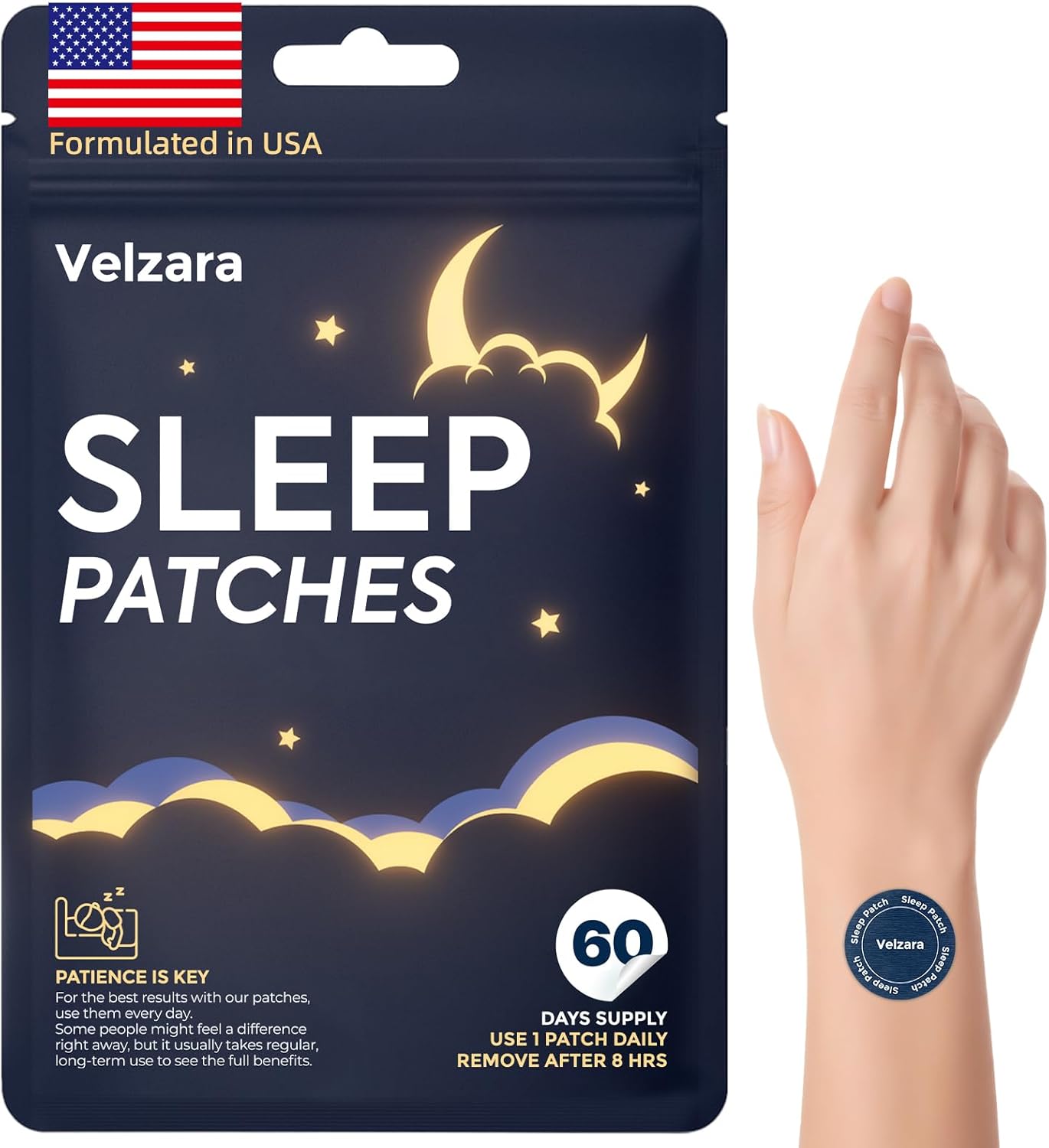 Sleep Patches for Women and Men, Plant-Based Sleep Patch Easy-to-Apply Vegan-Friendly 60 Patches