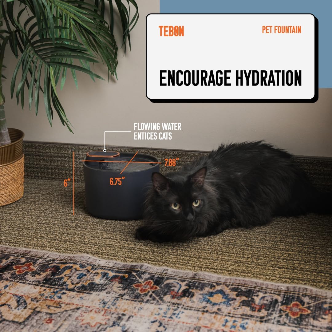 Tebon Cat Water Fountain – Automatic Pet Water Dispenser & Drinking Bowl – Versatile Cat Fountain for Cats – Automatic Pet Water Fountain
