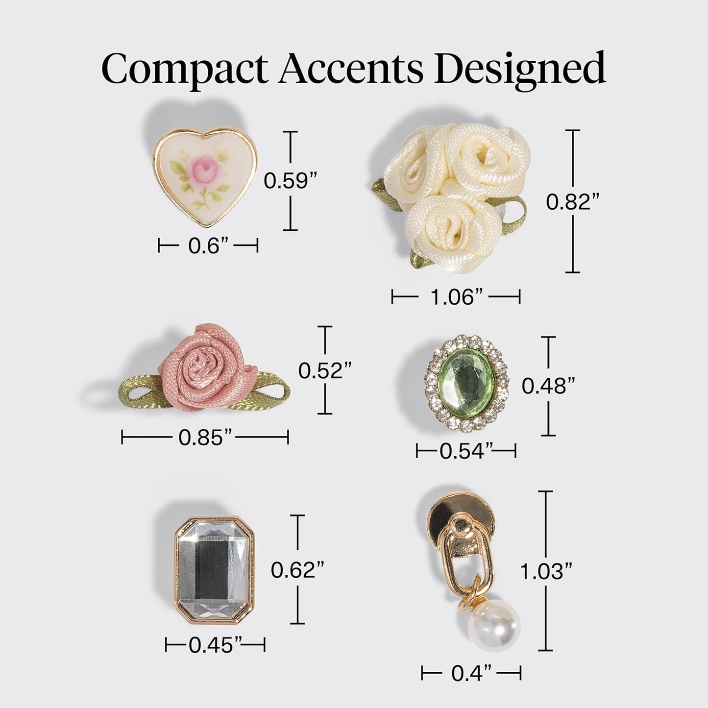 KitschPop™Charm Sets – Interchangeable Charms For Hair Clips, Hair Brushes | Durable Assorted Cute Charms | Compatible with KitschPop™ Hair Accessories - Vintage Ivory, 6pcs