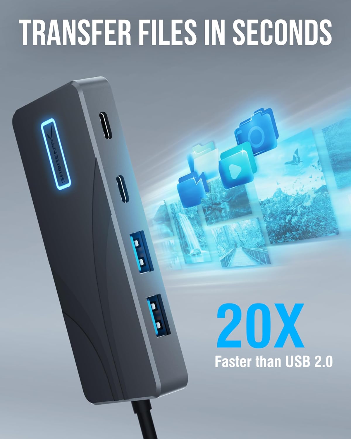 SABRENT USB C Hub 5-in-1 Docking Station, 10Gbps USB-A & USB-C Ports, 4K HDMI Output, 100W PD Input, 80W Charging, Aluminum USB Hub for Laptops/Phones/Tablets – HDR/HDCP (HB-TG5P)