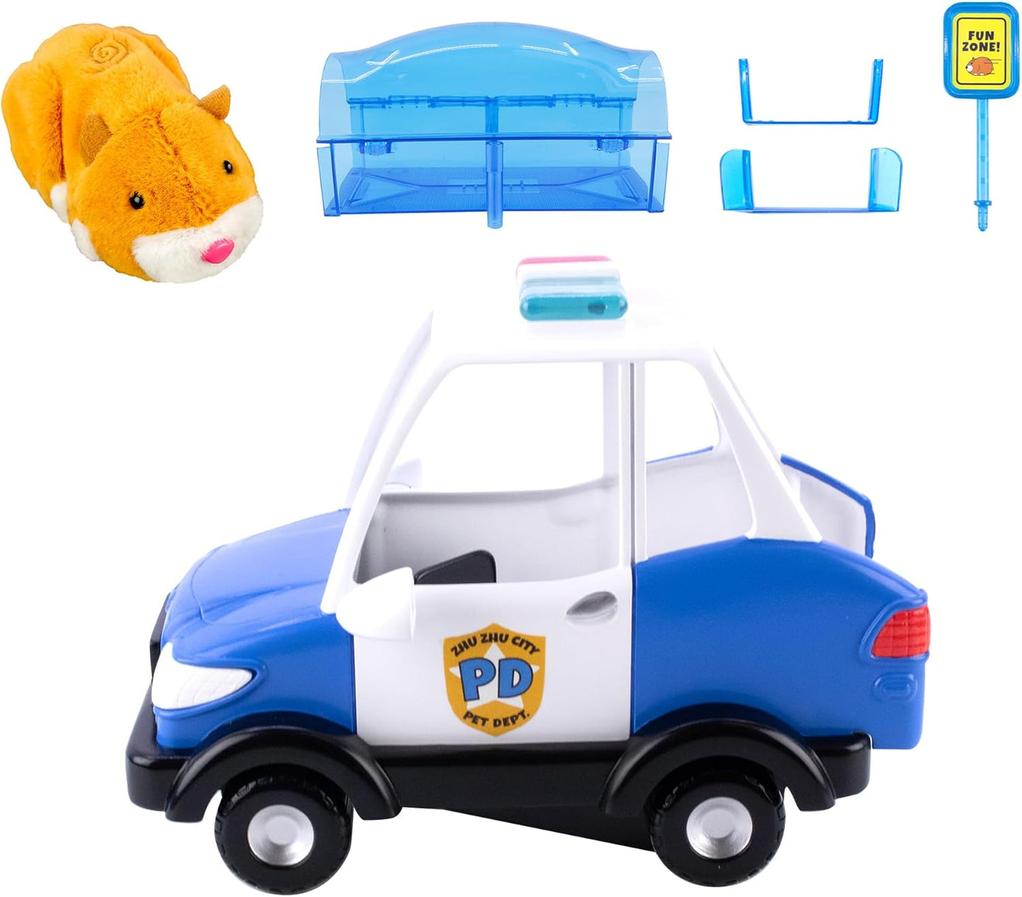 ZhuZhu City Electronic Hamster Police Car Toy – Interactive Pet with 40+ Sounds & Sirens – Includes Mr. Squiggles – Birthday Gift for Boys & Girls Ages 4+
