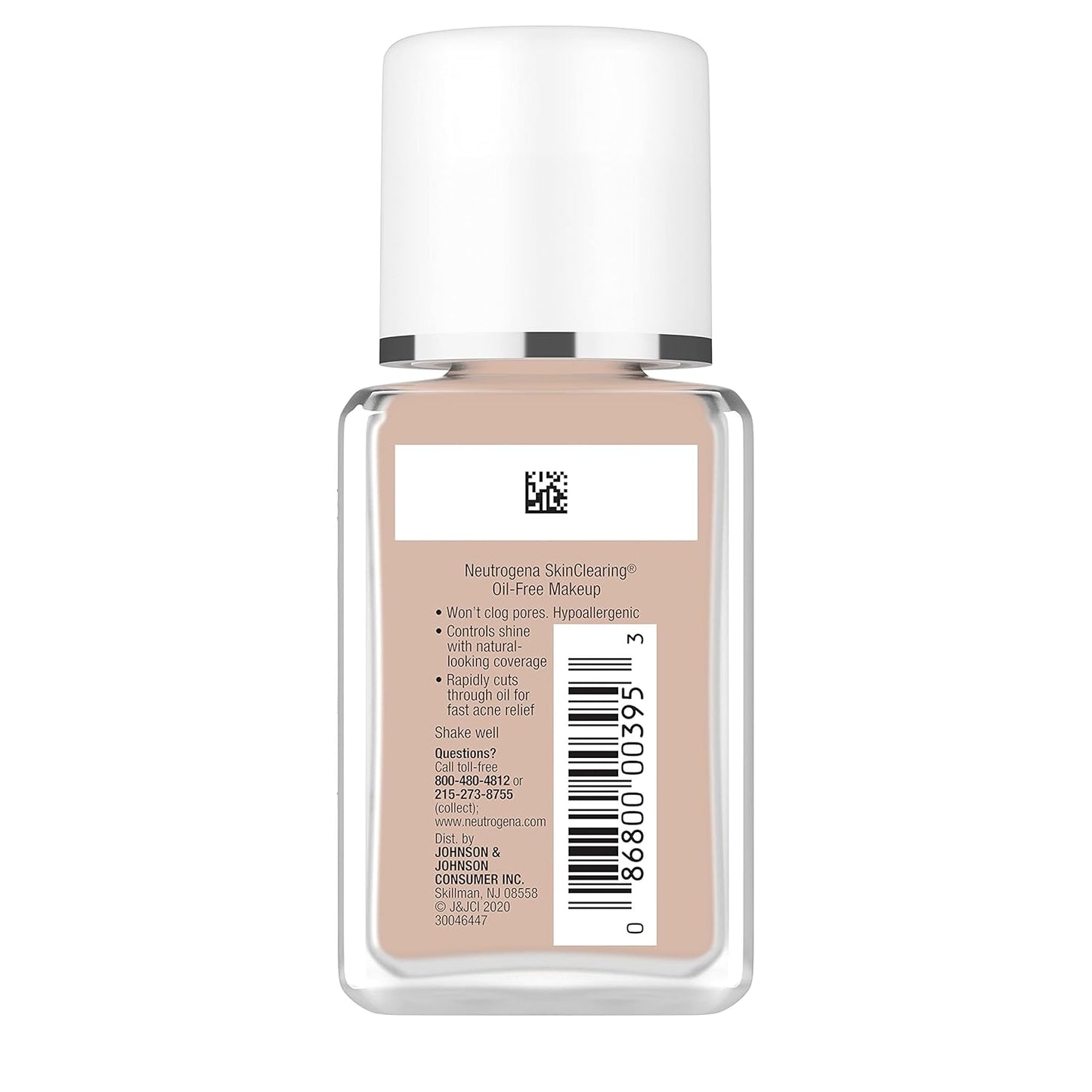 Neutrogena SkinClearing Oil-Free Acne and Blemish Fighting Liquid Foundation with.5% Salicylic Acid Acne Medicine, Shine Controlling Makeup for Acne Prone Skin, 20 Natural Ivory, 1 fl. oz