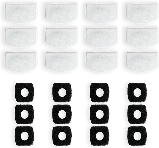 NISPIRA Triple Filtration Charcoal Water Filter Set Replacements for Orsda D60 100oz/3L Automatic Stainless Steal Cat Water Fountain, Dog Water Fountain Dispenser 12 Sets