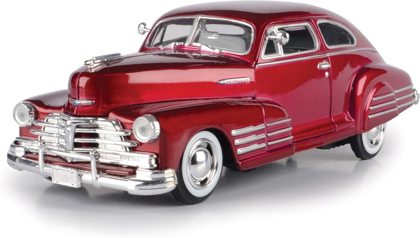 1948 Chevy Aerosedan Fleetline, Red - Motormax Premium American 73266-1/24 Scale Diecast Model Car, Unisex-Children