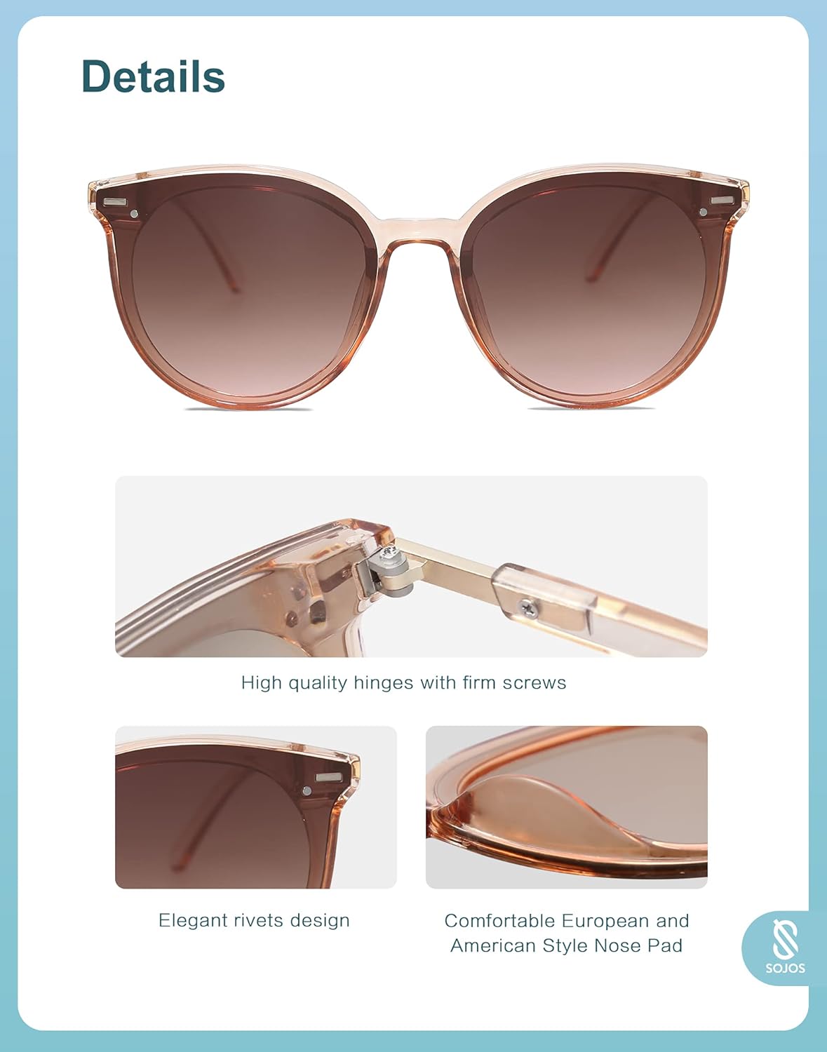 SOJOS Sunglasses Womens Trendy 2025 Classic Round Retro Vintage Shades Large Frame Sunnies SJ2067