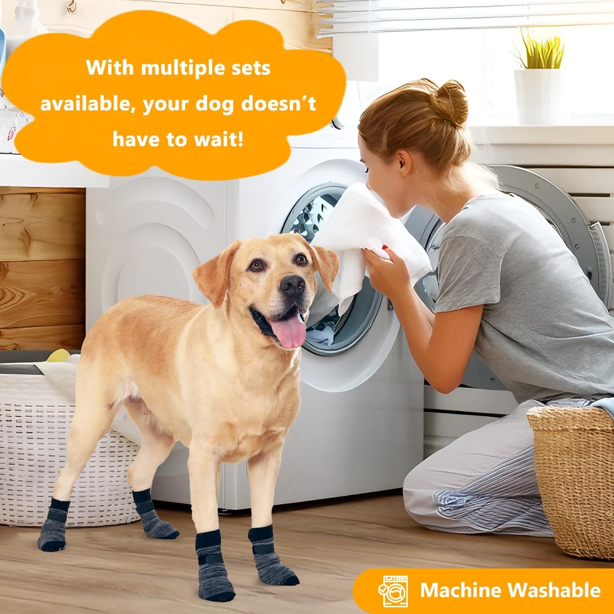 Dog Socks 20 Pack to Prevent Licking Paws, Anti Slip Dog Booties and Paw Protectors for Hardwood Floors Hot Pavement, Suitable for Small Medium Large Senior Dogs - Size Small