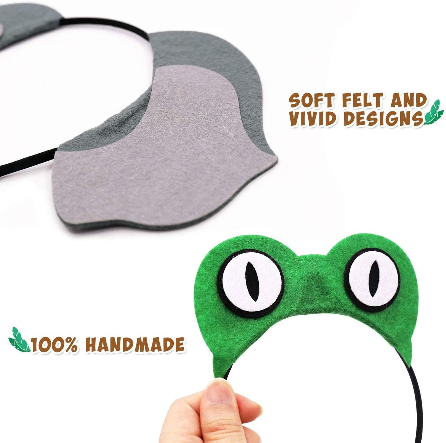 12pcs Jungle Animal Safari Headbands with Animal Hair Hoops - Photo Booth Props, Party Favors and Decorations for Kids and Adults
