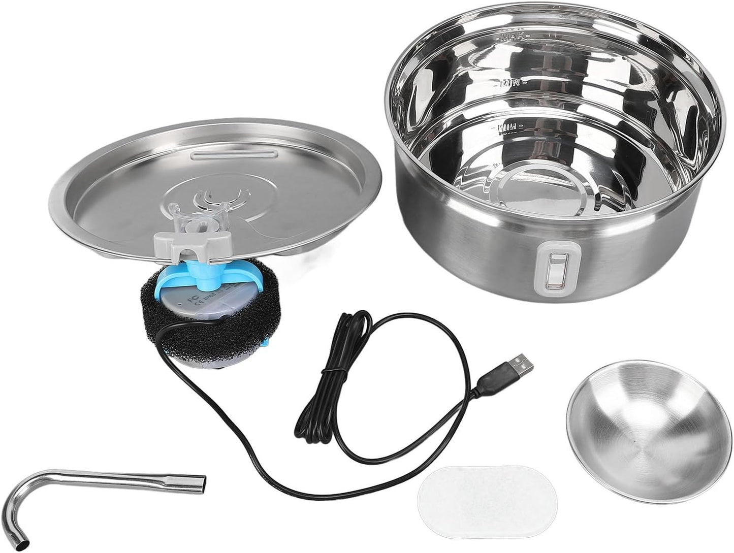 3.2L Dog Water Dispenser, Stainless Steel Cat Water Fountain Pet Drinking Dispenser Quiet Dog Drinking Waterer with Automatic Circulation Cat Feeding Watering Machine for Cats Dogs
