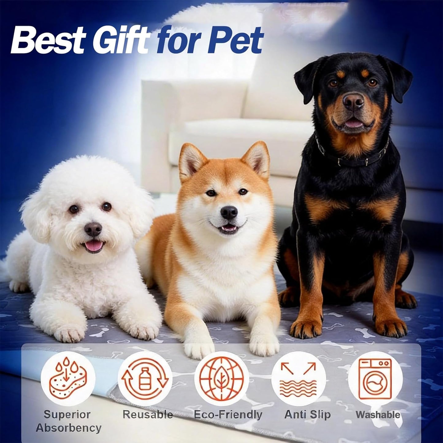Puppy Pads with Pheromones Washable Pee Pads for Dogs Reusable Puppy Pad for Dogs and Cats (Grey 17.7*23.6in) Non-Slip Training Pad Pet-Friendly for Crates Apartments Sofa Bed Car Puppy Supplies