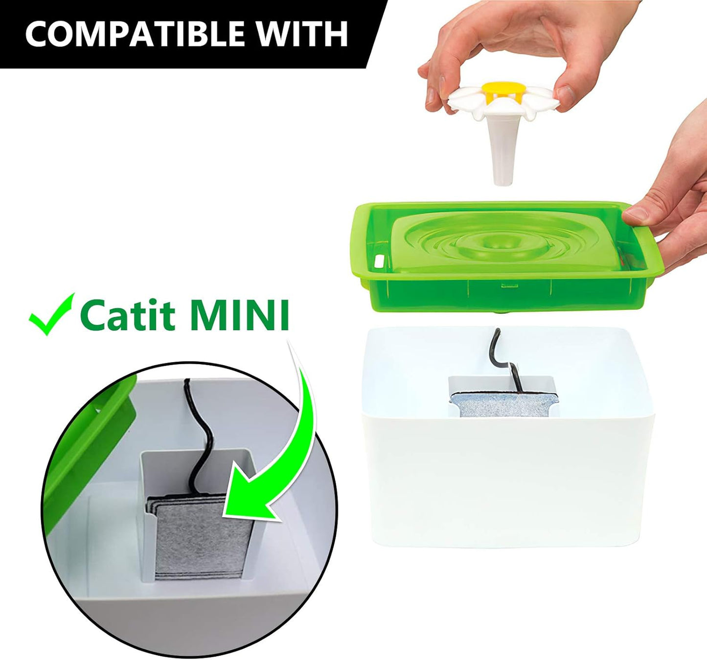 Replacement Carbon Filters, Pet Water Filters Fountain Filters Compatible with Catit Mini Flower Fountain, Pack of 12