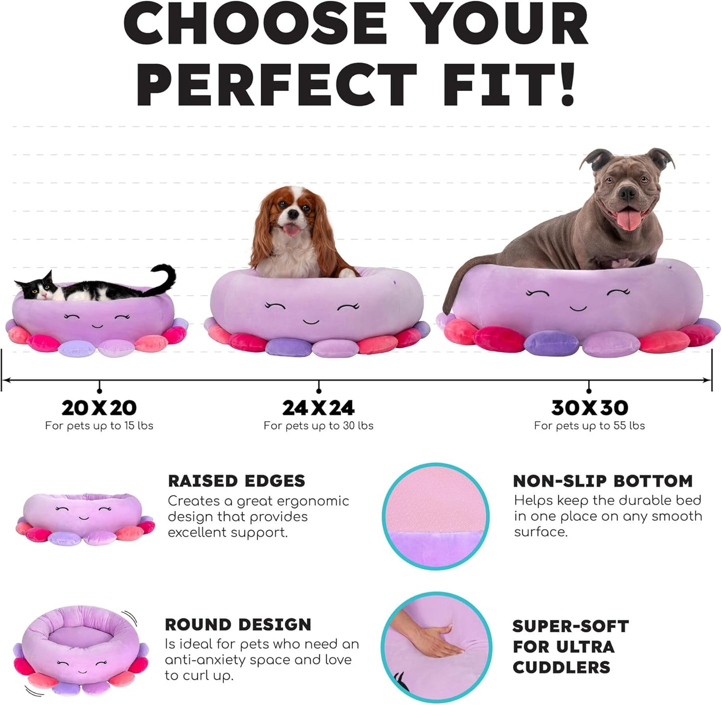 Squishmallows Original 20-Inch Tatiana The Dragon Pet Bed - Small -Sized Ultrasoft Official Plush Pet Bed for Dogs and Cats