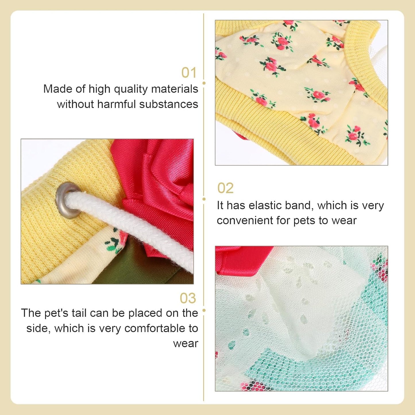 Milisten 2pcs Washable Female Dog Diapers with Drawstring Adjustable Waist 15-25cm, Soft Pet Sanitary Pants for Puppy Heat Period Protection Random Color