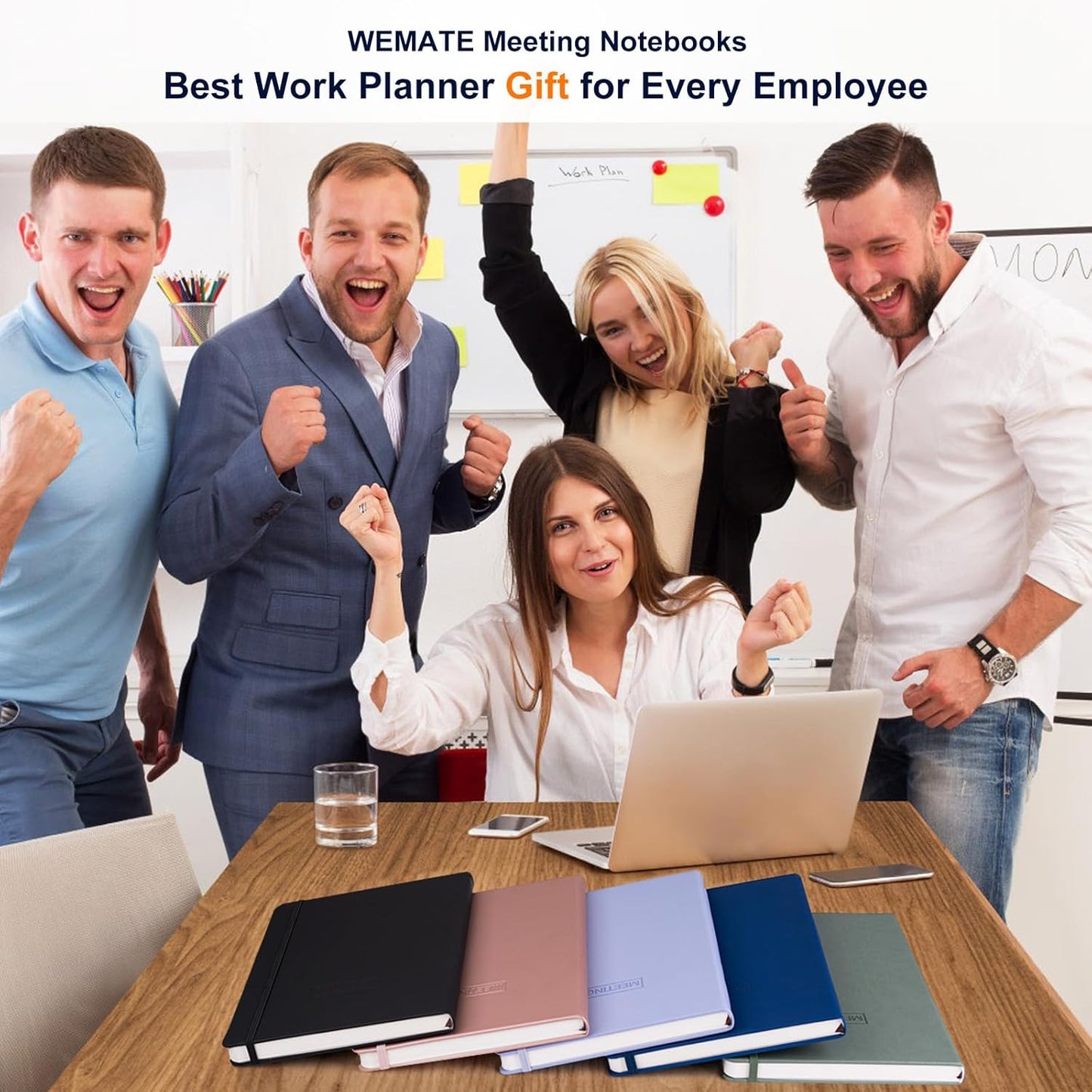 WEMATE Meeting Notebook for Work, Work Planner Notebook with Action Items, B5 Size Project Planner, Easily Take Meeting Notes & Keep Agendas on Track, Calender, Index Page, Inner Pocket, 7×10 Inch, Dark Blue