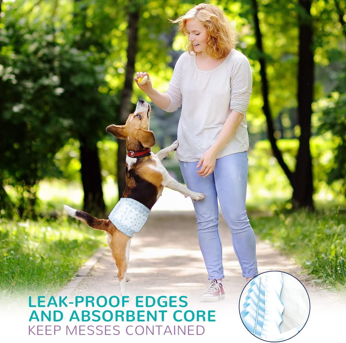 Male Dog Diapers - Absorbent Dog Wraps Belly Bands for Male Dogs with Leak Protection, Excitable Urination, Incontinence, or Marking, Medium 44 Pcs