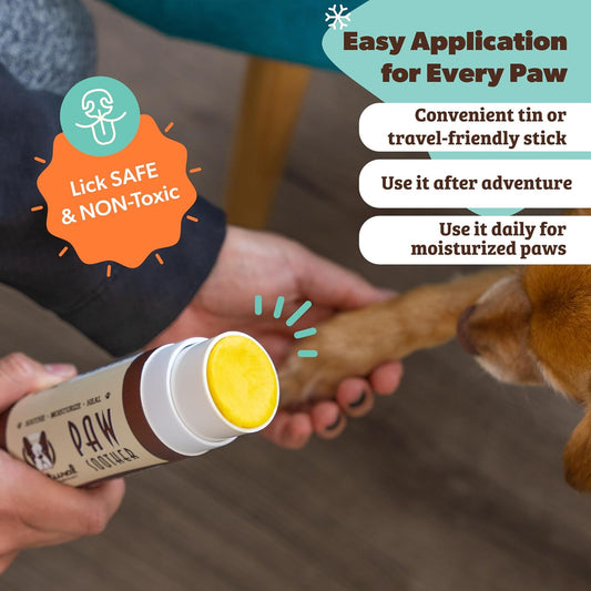 Natural Dog Company Paw Soother Balm & Wax - Dog Paw Balm & Moisturizer for Dry, Cracked Paw Pads, Helps Moisturize & Condition Winter-Worn Paws, Coconut Oil & Calendula, Daily Paw Care, 0.15 oz Stick