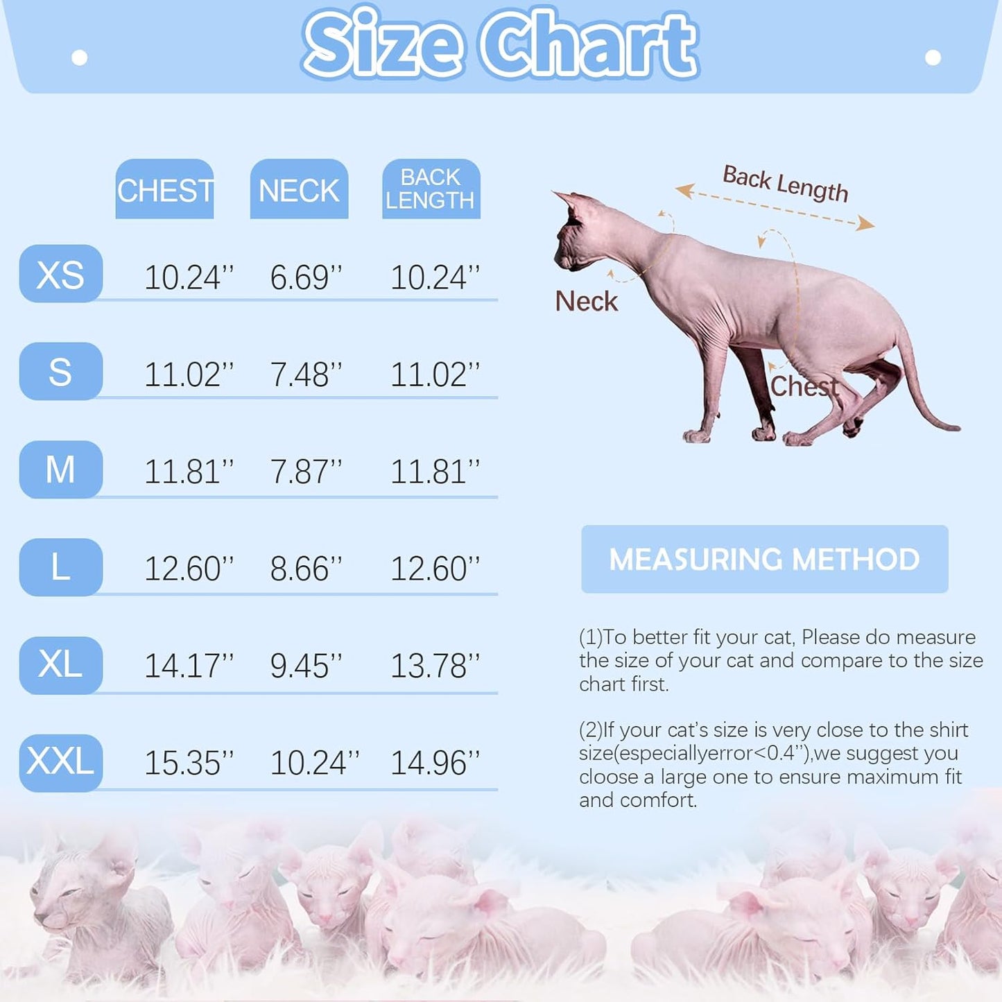 DENTRUN Sphynx Hairless Cats Shirt Pullover Kitten Clothes with Cute Flounced Sleeves Breathable Cat Wear Sweater Jumpsuit Sphynx Outfit Vest Blue XX-Large