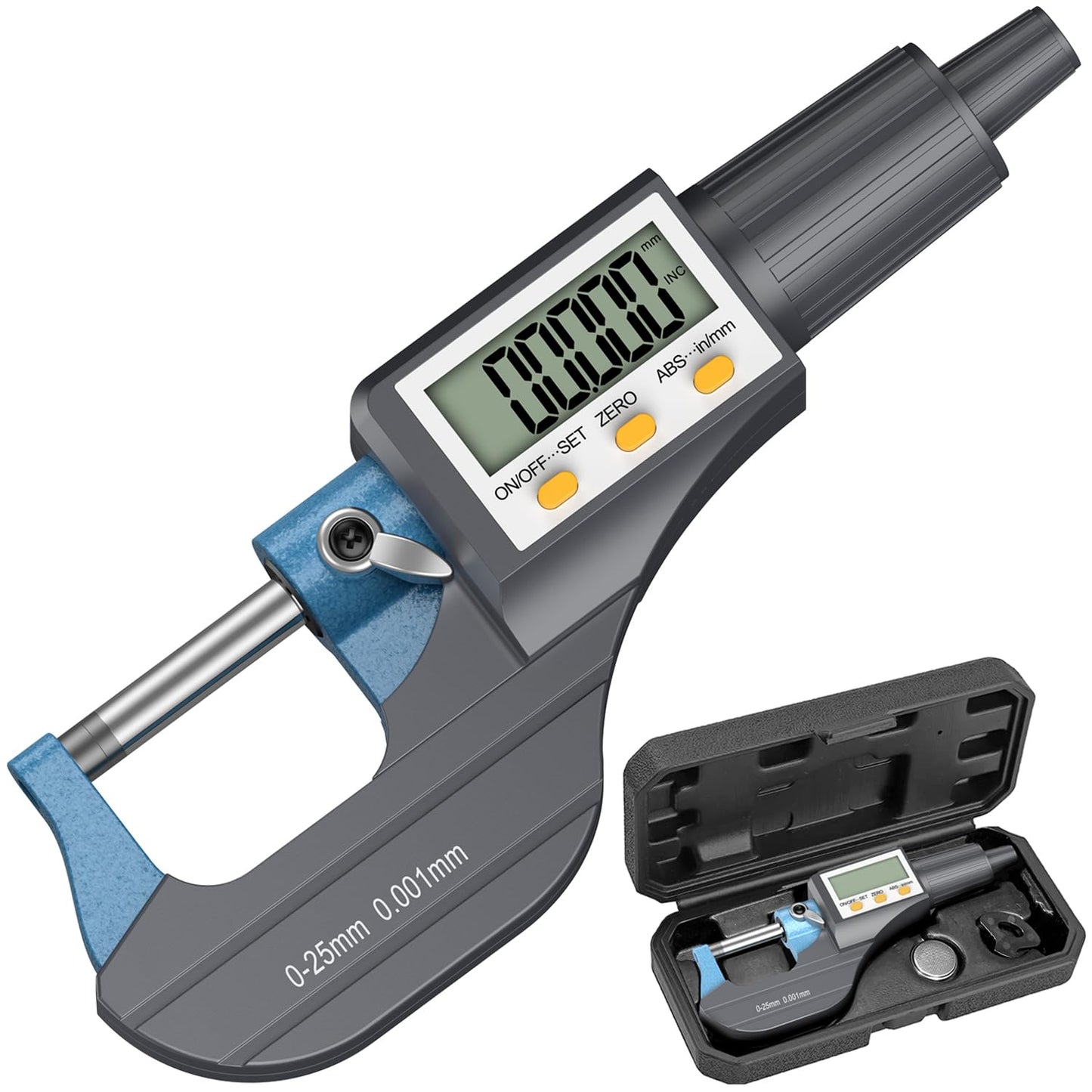 HDLKNAK Digital Micrometer, Outside Micrometer Precision Measuring Tool, 0-1"/0-25 mm, Inch/Metric 0.00005"/0.001 mm, Machinist Thickness Gauge Tool, Large LCD Display