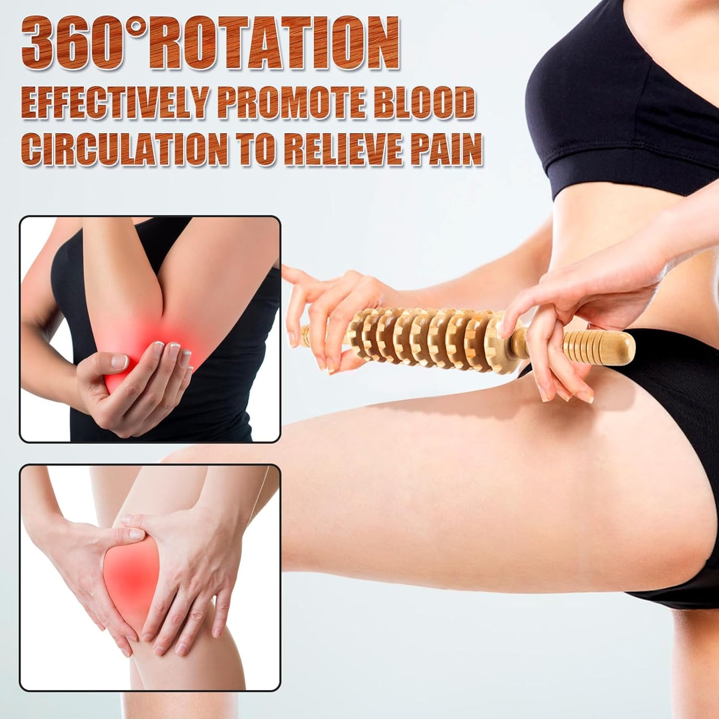 Wood Therapy Massage Tools,Wooden Massager Stick Roller Lymphatic Drainage Tool,Maderoterapia Kit Self Massage Roller Tool for Cellulite Reduction,Muscle Tension and Body Shaping,Contouring