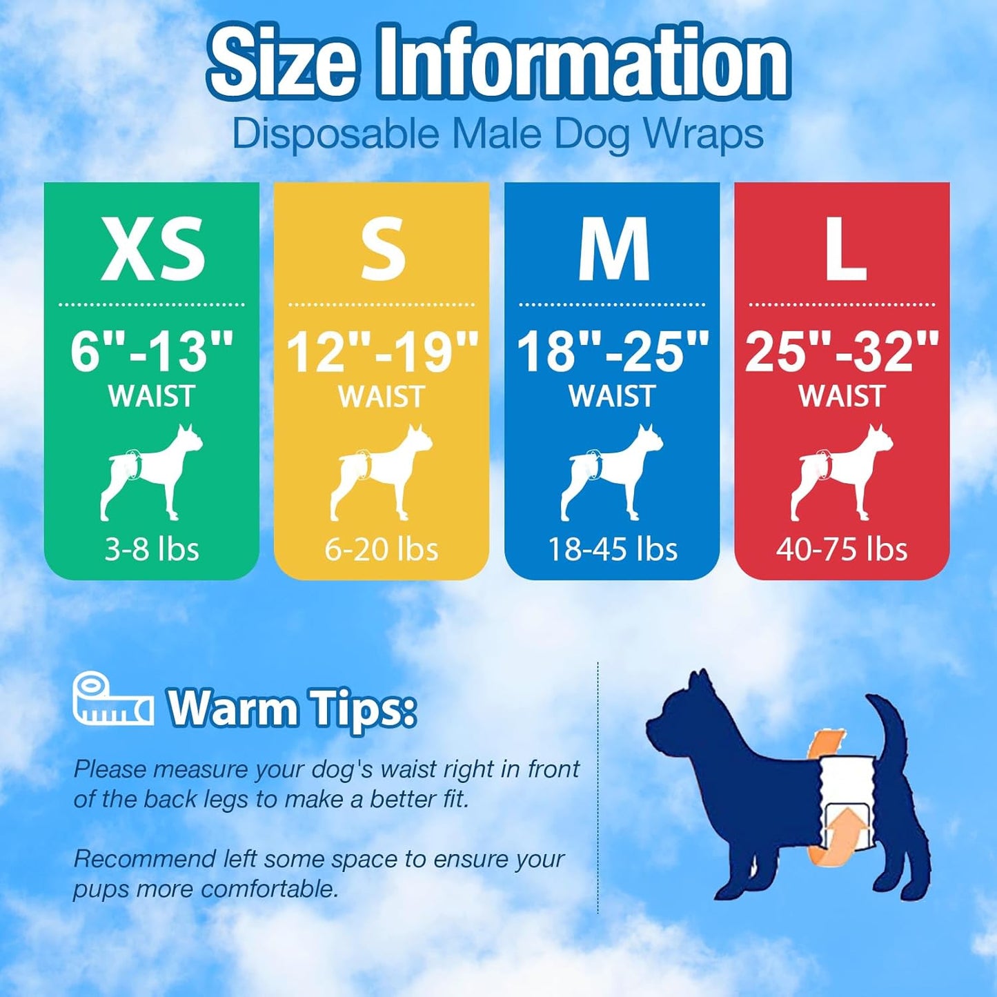 Pet Soft Male Dog Diapers - Disposable Male Dog Wraps Wetness Indicator, Puppy Diapers Male for Excitable Urination or Incontinence, 20pcs XSmall