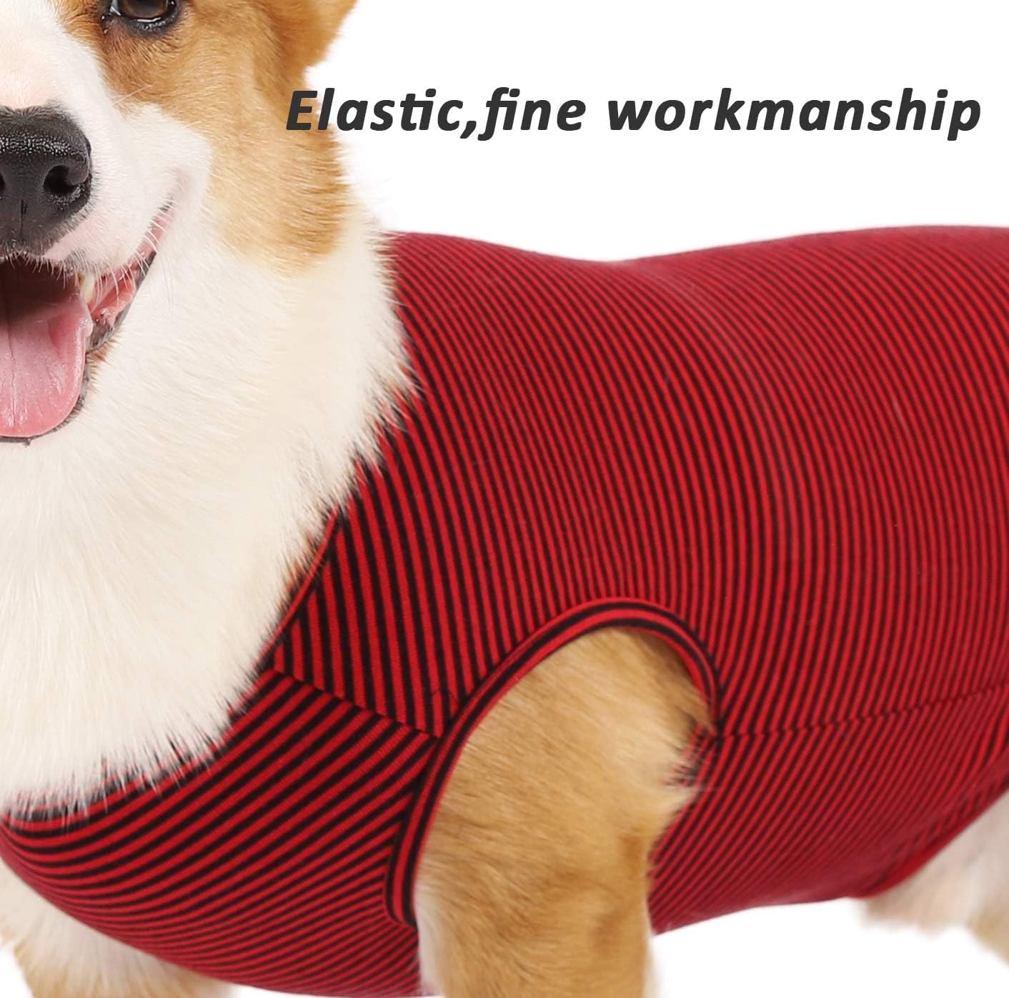 WEONE Dog Summer T-Shirts Striped Cotton Vest,Pet Breathable Soft Basic Clothes for Small Medium Larg Boy Girl Dogs,S