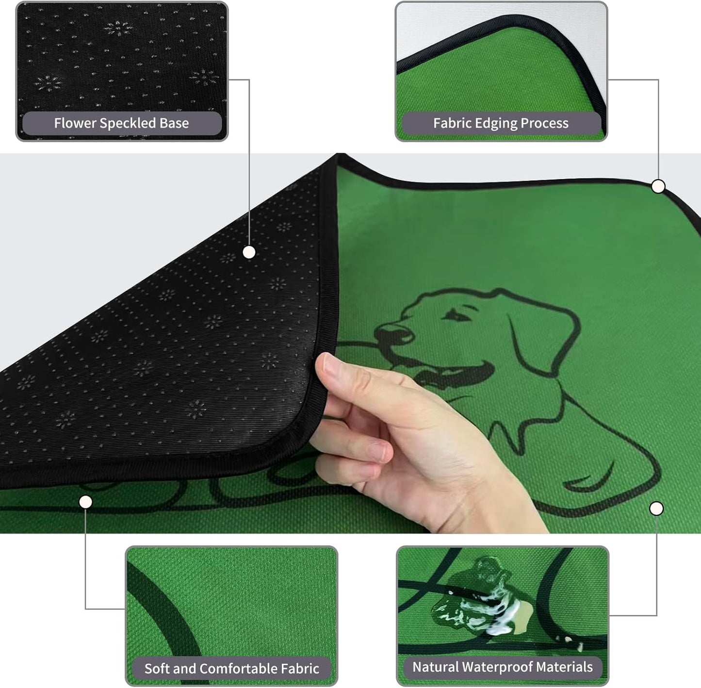 Washable Pee Pads for Dogs Reusable, 2 Pack 24"x36" Training Puppypads Absorbency Non-Slip & Leak-Proof for Pet Whelping Box Playpen Crate Sofa Bed Floors (Green)