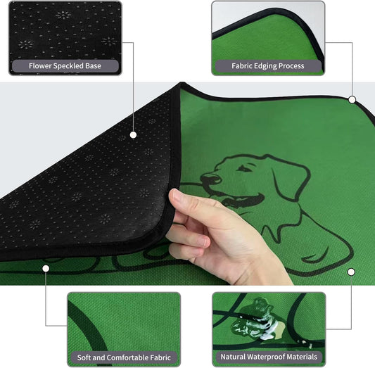 Washable Pee Pads for Dogs Reusable, 2 Pack 24"x36" Training Puppypads Absorbency Non-Slip & Leak-Proof for Pet Whelping Box Playpen Crate Sofa Bed Floors (Green)