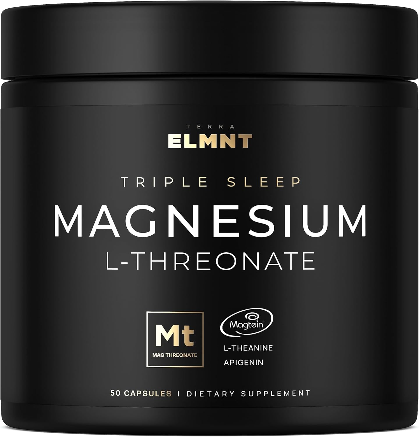 Triple Sleep Magnesium L-Threonate w. Apigenin, Theanine & Magtein Magnesium L Threonate - High Absorption Magnesium Supplement Capsules for Men and Women Magnesium Powder Pills