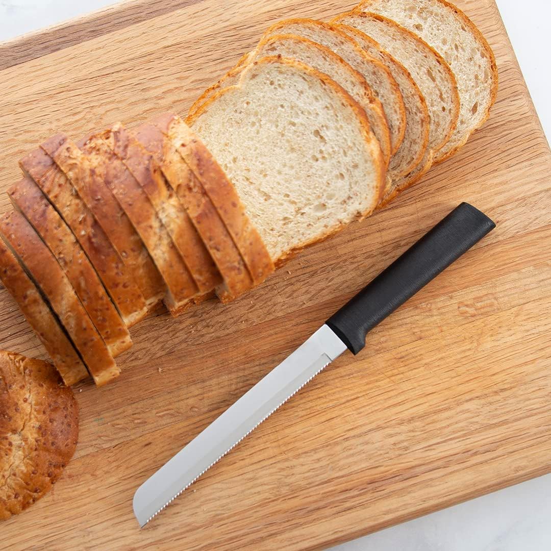 Rada Cutlery 6" Bread Knife (W236), Stainless Steel Serrated Blade, Black Handle