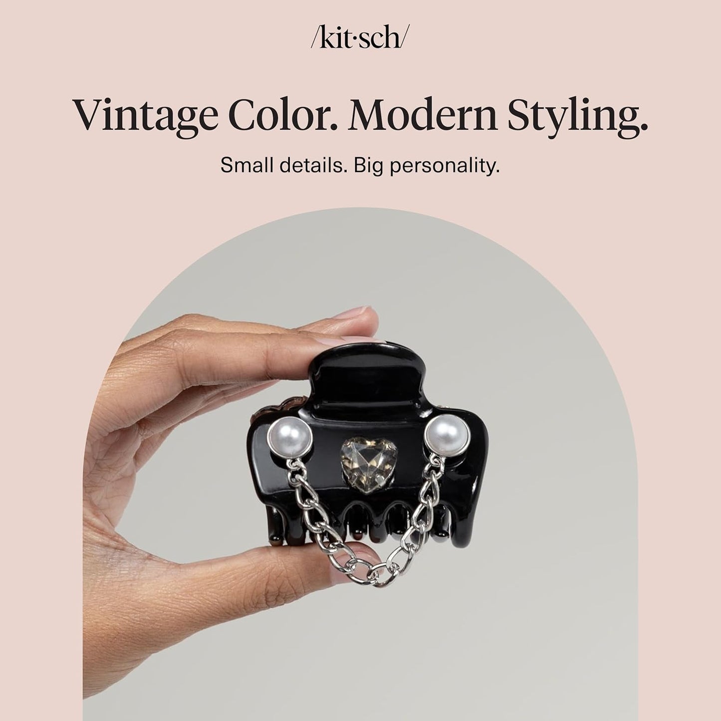 Kitsch Medium Hair Clips for Women – Strong Hold Claw Clips for Thick or Thin Hair – Recycled Plastic, Non-Slip, Durable (Vintage Black)