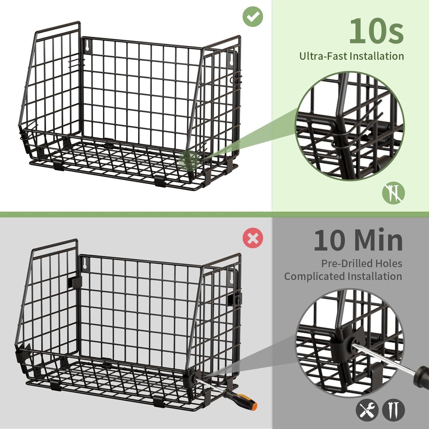 Wire Fruit Basket for Kitchen Storage: Hanging and Counter Basket for Vegetable Produce - Potato and Onion Storage for Pantry 3 Pack