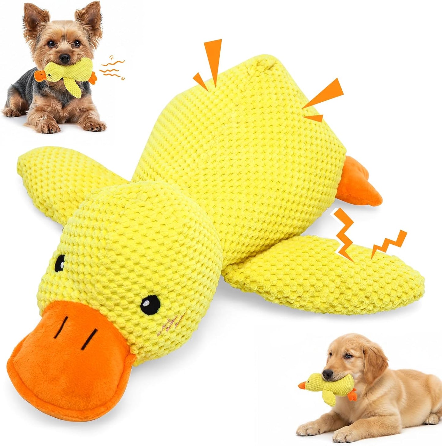 Dog Calming Duck Toys, 2026 New Interactive Duck Toy with Quack Sound and Crazy Crinkle for Puppy Teething, Soft Stuffed Plush Calming Duck Toy for Dogs Reduce Boredom -Yellow, 9.8"x8.6"(S)