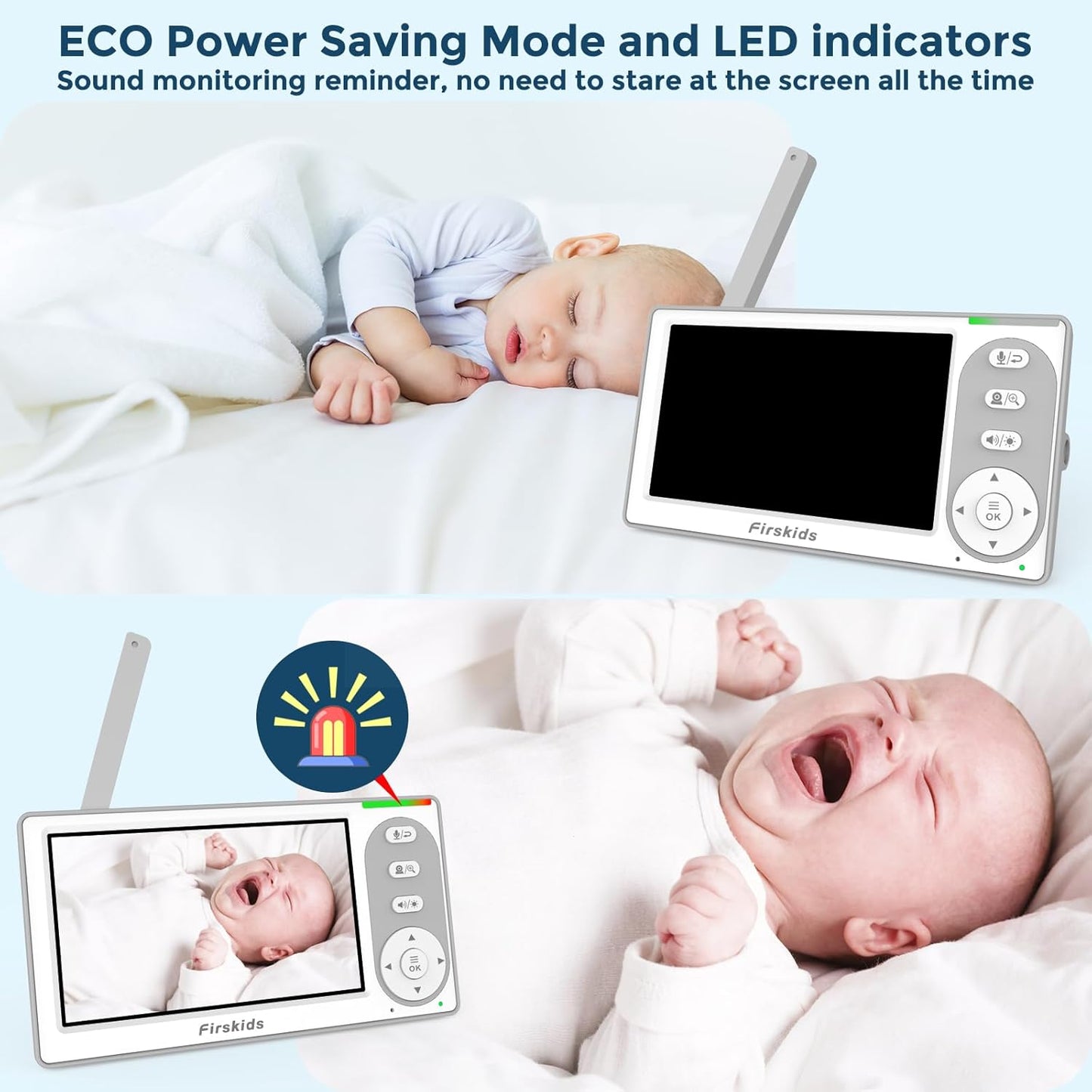 Baby Monitor - 1000ft Long Range Baby Monitor with Camera and Audio No WiFi, Built in 3500mAh Battery,Auto Night Vision, Temperature, 2-Way Talk, 8 Lullabies, 4.3'' Screen