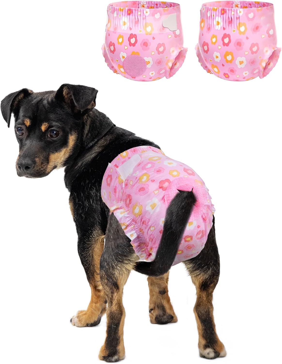 Pet Soft Dog Diapers Female, Disposable Female Dog Diaper, Doggie Diapers for Cat Puppy with Adjustable Foam Tail Hole(Pink,12M)