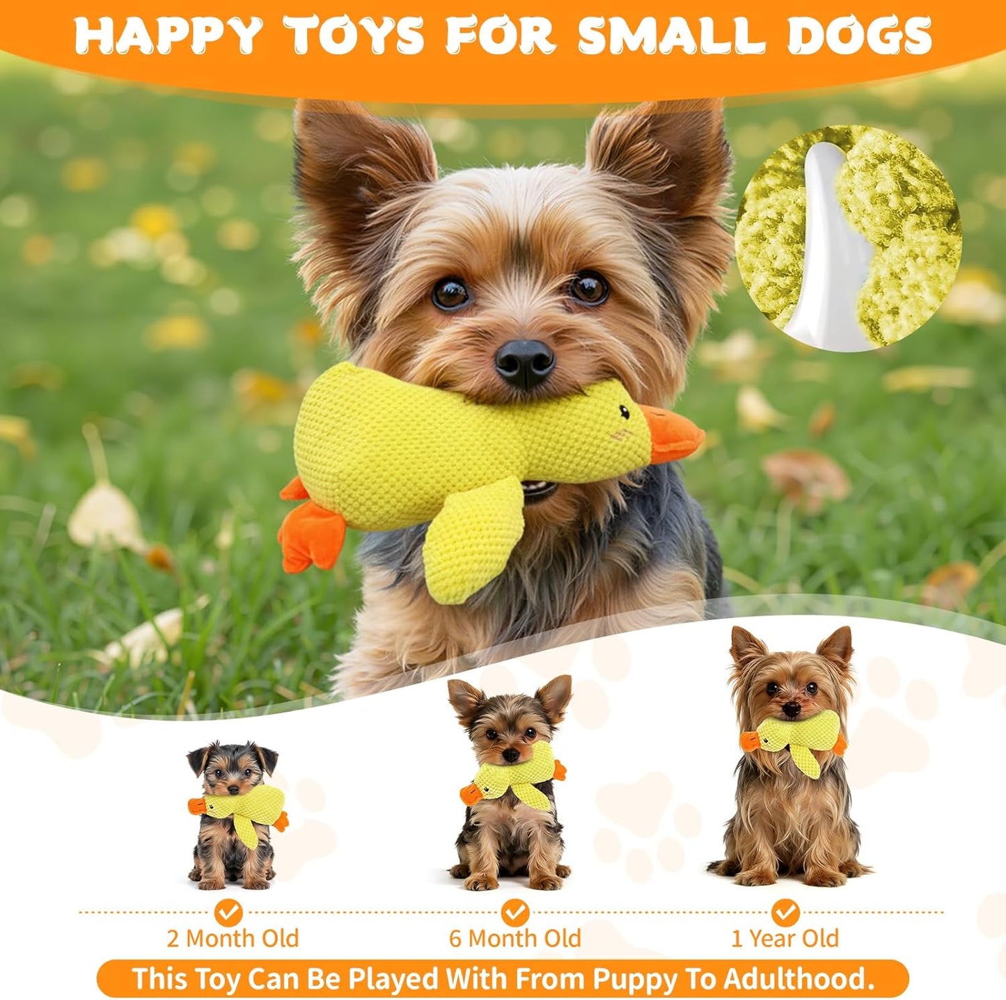 Dog Calming Duck Toys, 2026 New Interactive Duck Toy with Quack Sound and Crazy Crinkle for Puppy Teething, Soft Stuffed Plush Calming Duck Toy for Dogs Reduce Boredom -Yellow, 9.8"x8.6"(S)