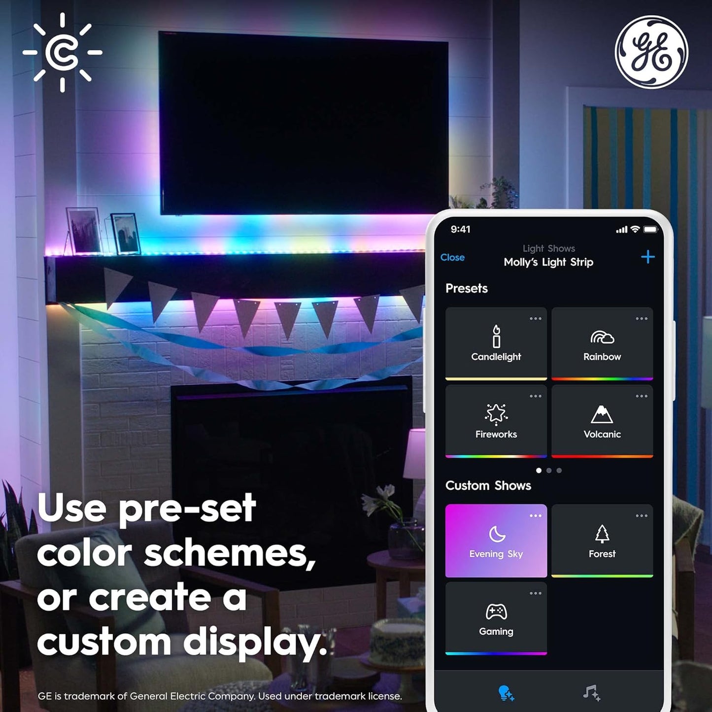 GE Cync Dynamic Effects Smart LED Light Strip with Music Sync, Color Changing WiFi Lights, Indoor Light Strip, Compatible with Alexa and Google Home, 32ft and Power Supply