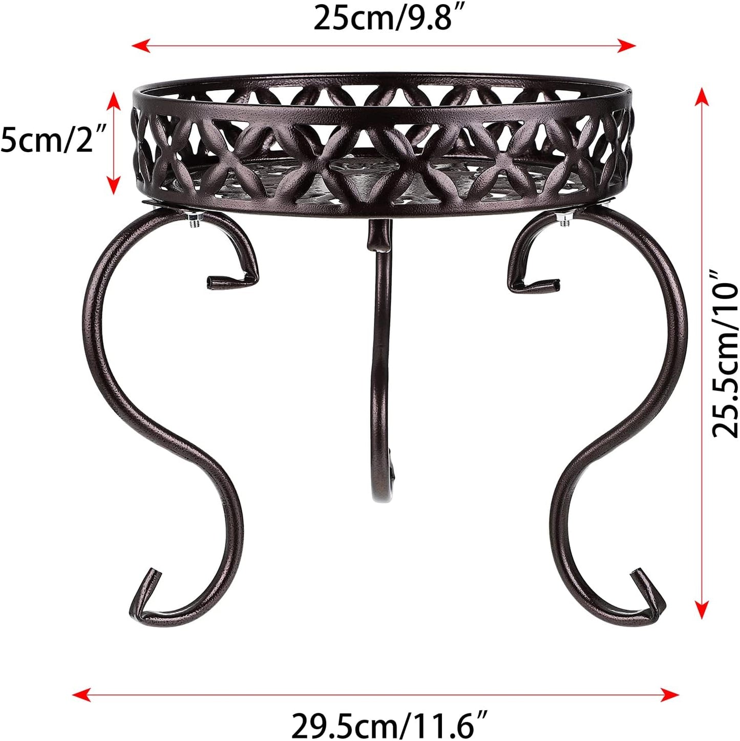 OwnMy Metal Round Plant Stand Indoor Outdoor Flower Pot Holder, Heavy Duty Iron Plant Stand Display Potted Rack for Home, Garden, Patio, Dark Brown
