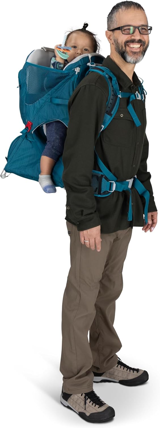 Osprey Poco SLT Lightweight Child Carrier Backpack - Slimmed-Down Hiking Carrier for Toddlers with Safety Harness, Sunshade, and Ventilated Backpanel - Lightweight Travel-Friendly Option