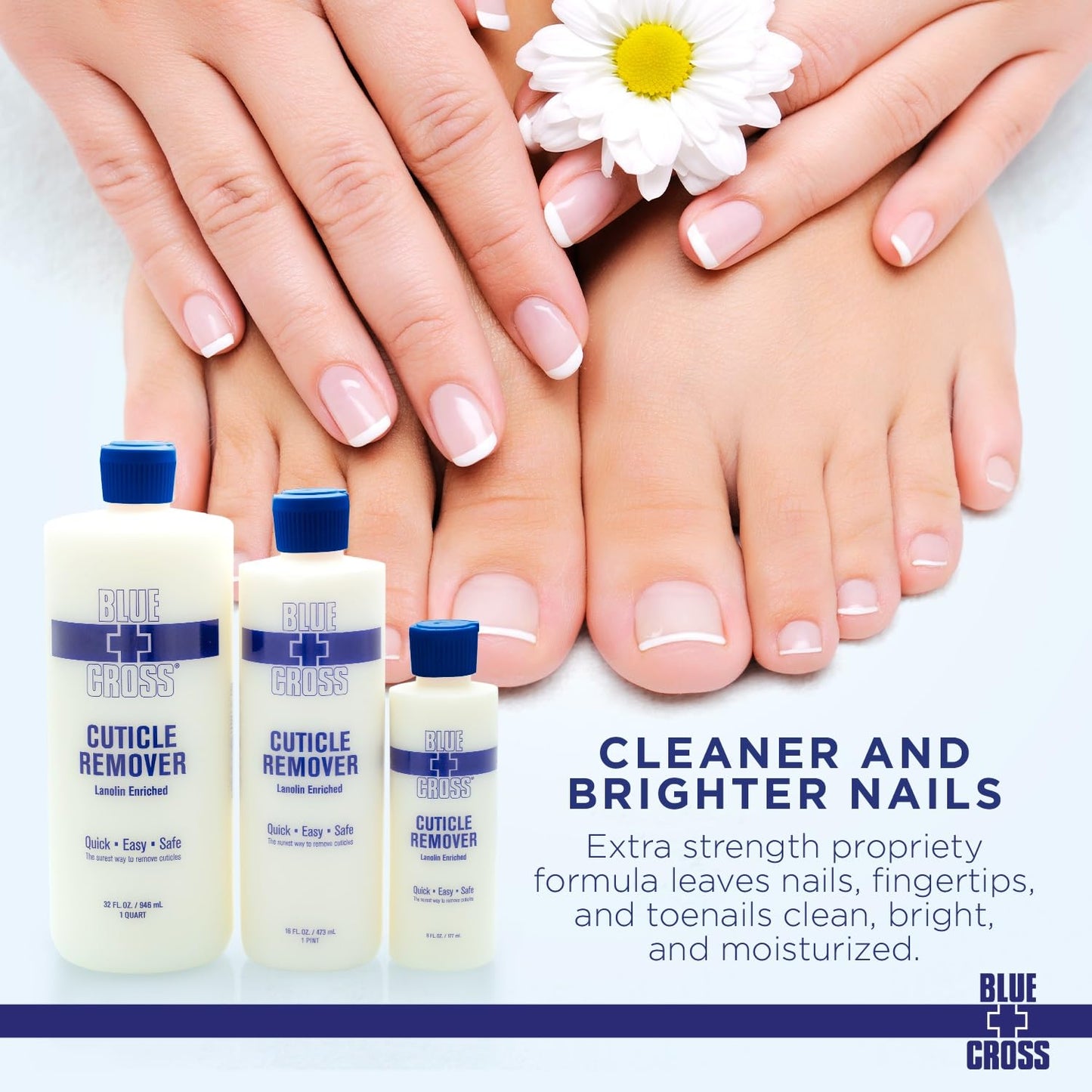 Cuticle Remover & Softener Liquid for Nails – Blue Cross Professional Nail Care with Lanolin, Hydrating Treatment for Dry Cuticles & Hangnails, Made in USA, 6oz
