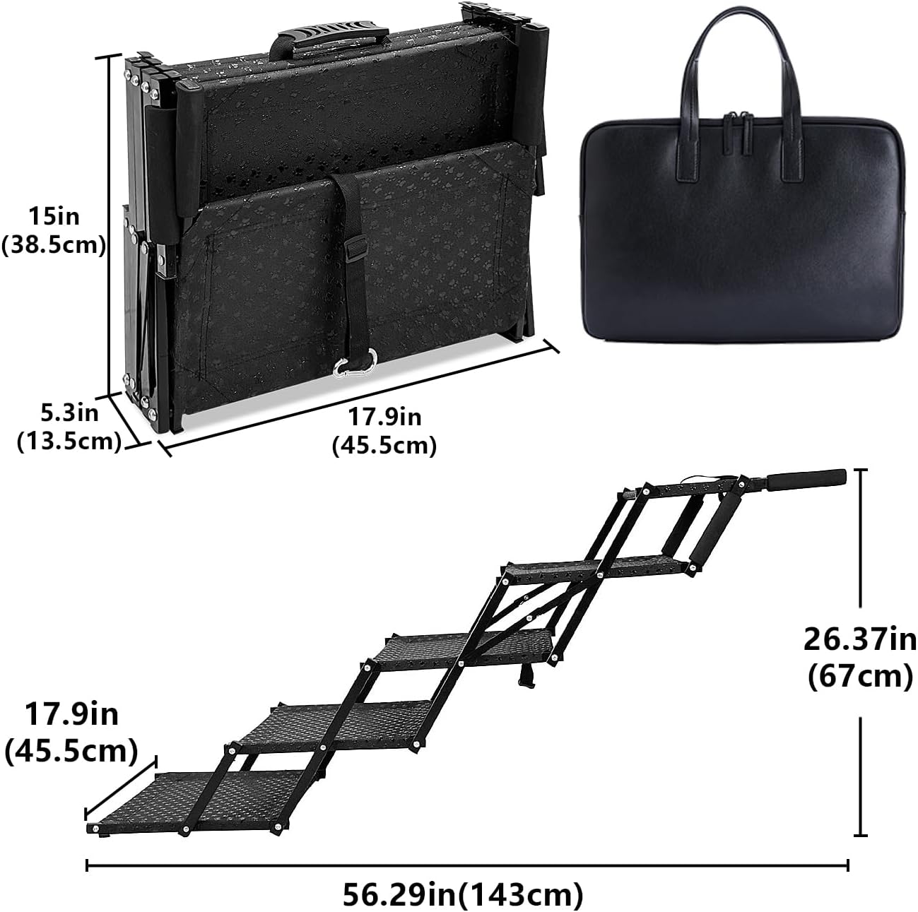 Dog Stairs for Large Dogs - 5 Step Non-Slip Pet Stairs & Steps for Bed, Couch, Car, Truck SUV | Portable Ramp Alternative for Senior Dogs, Helps Joint Health, Easy Carry Travel