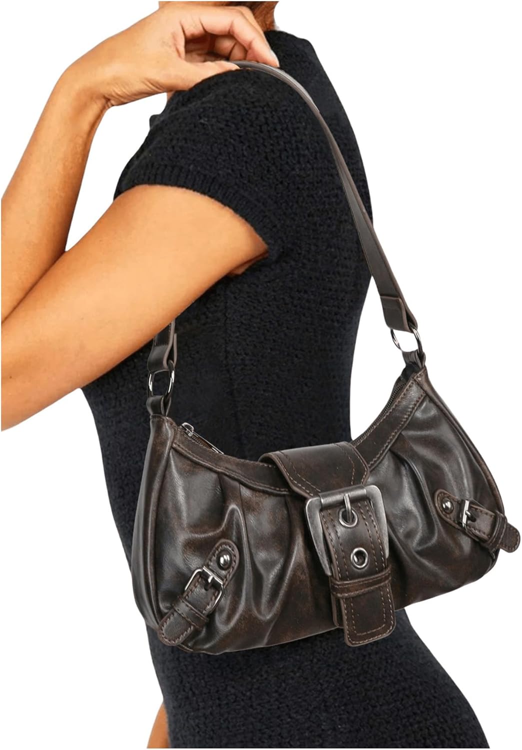 Verdusa Shoulder Bag for Women Y2k Mini Purse Cute Goth Punk Vintage Purse | Top Handle, Buckle, Punk, Purses, Bags