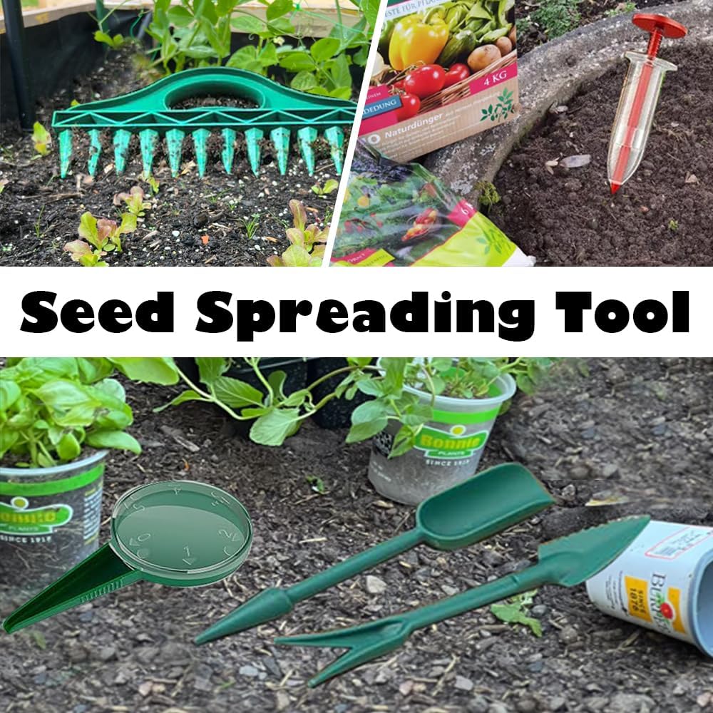 7 Piece Sowing Seeds Dispenser Set, with 12 Hole Seeder, Upgraded mini Seed Spreader, Garden Seed Planting Tool, Multifunctional Interval Gardening Tool, Handheld Seed Spreader