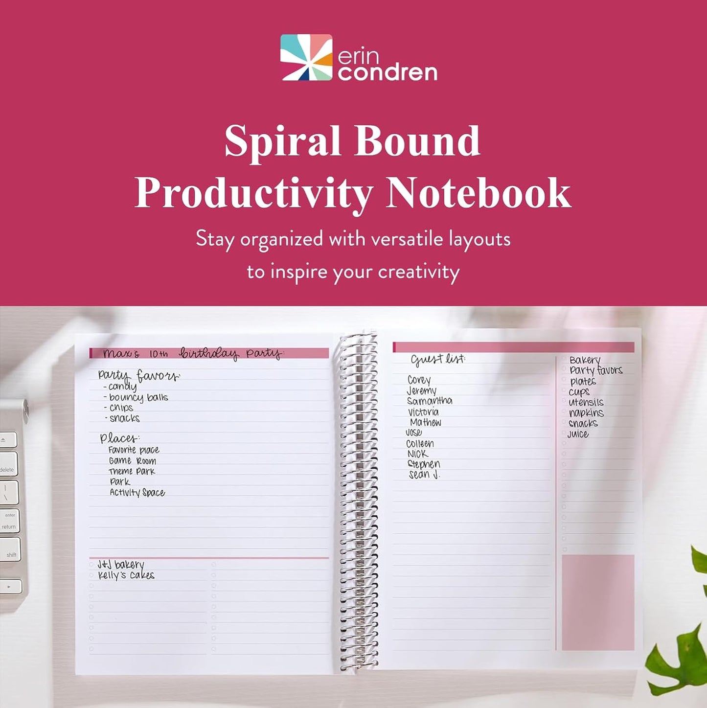 Erin Condren 7" X 9" Spiral Bound Productivity Notebook, Multicolor Layers, Functional 160 Lined Page and 80Lb Thick Paper Spiral Notebook, Stickers Included