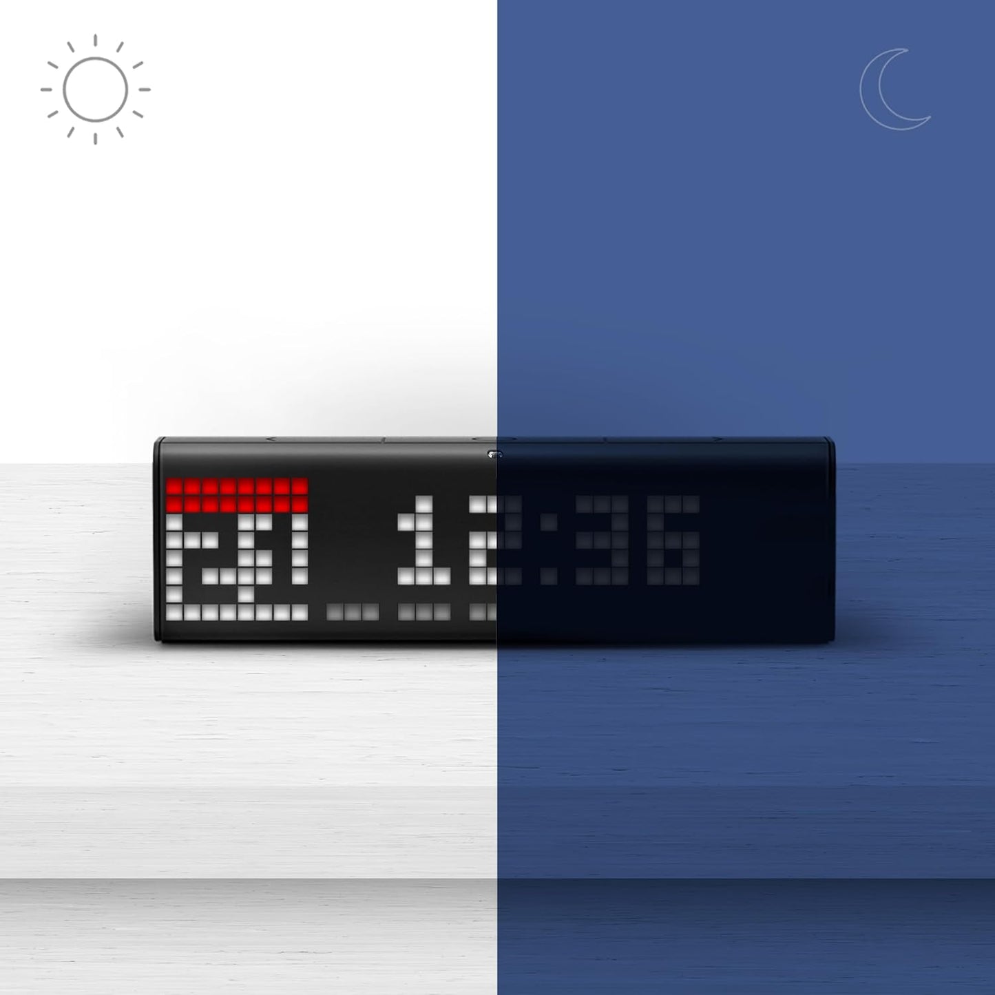 LaMetric TIME Wi-Fi Clock for Smart Home - Social Media Counter - Cinema Lightbox - Digital Alarm Clock with Weather - Retro Pixel Art Bluetooth Speaker with 37x8 LED Display