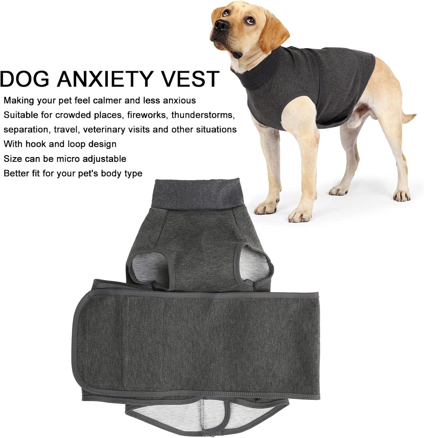 Pssopp Anxiety Coat for Dogs, Keep Calm Breathable Light Weight Wrap Vest with for Best Calming Effect for Dogs (M.)